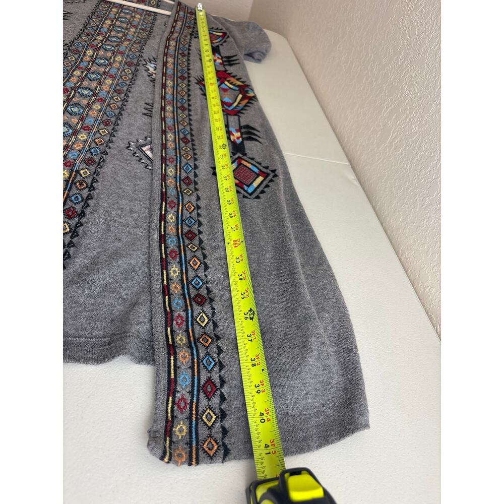Andree by UNIT Bohemian Tribal Embroidered Open Long Line Cardigan Duster Size S - Picture 10 of 10